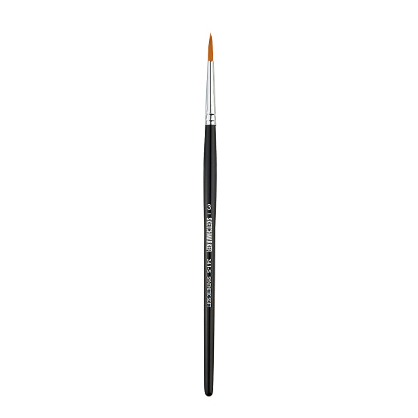 Кисть для акрила Sketchmarker 341 синтетика мягкая круглая ручка короткая №3