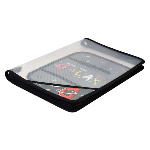 Папка для уроков труда пластиковая арт. / 12 ГЭЛЭКСИ (полипропилен, формат А4, 22.8x32.8 см, 1 отделение (-я), молния, внутренний разделитель с эластичными держателями для канцелярских принадлежн