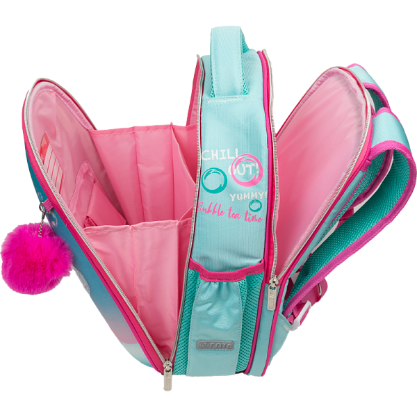 Рюкзак школьный "deVENTE. Junior. Yummy Panda" жесткий 35x27x13 см (14 л) вес 800 г, 1 отд. на молнии с разделителями для учебников, с органайзером, 1 отделение для формата A4, 2 боковых кармана сеточкой на резинке, эргономичная формоустойчивая спинк