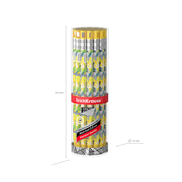 Карандаш автомат. 2,0 мм ErichKrause ColorTouch® Lime с точилкой, НВ (в тубусе по 24 шт.)