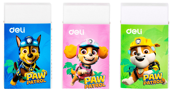 Ластик Deli Paw Patrol 45х25х12мм ПВХ ассорти картонный дисплей (1шт)
