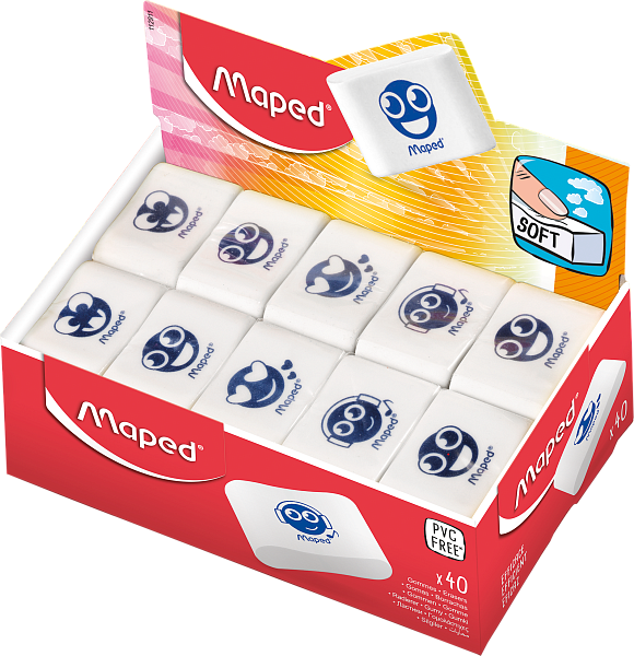 Ластик Maped Essentials Soft, мягкий, в дисплее 