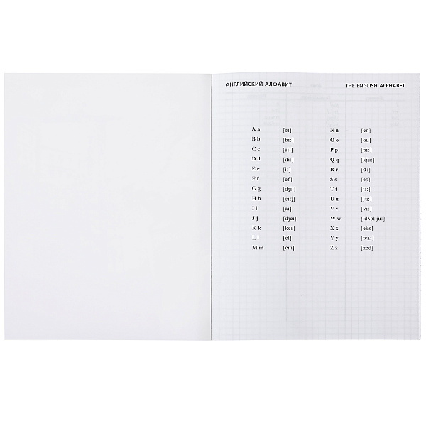 Тетрадь-словарик для записи А5 48 листов Пластиковая обложка  Английских слов Бирюзовая Со справ.инф оригинальный блок на скобе 