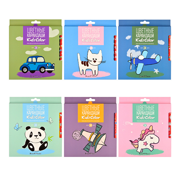 Карандаши 24 цв. "KidsColor"  6 ВИДОВ