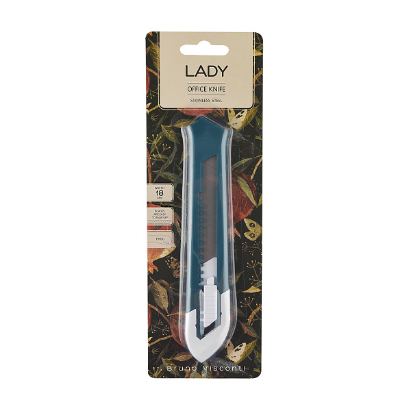 Нож канцелярский 18 мм "FLORACUT" ПЛАСТИКОВЫЙ КОРПУС, 