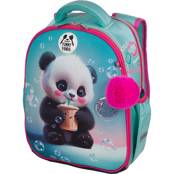 Рюкзак школьный "deVENTE. Junior. Yummy Panda" жесткий 35x27x13 см (14 л) вес 800 г, 1 отд. на молнии с разделителями для учебников, с органайзером, 1 отделение для формата A4, 2 боковых кармана сеточкой на резинке, эргономичная формоустойчивая спинк