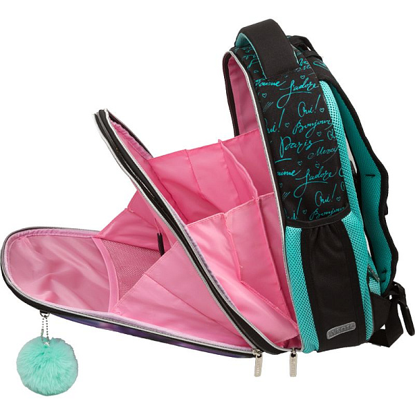 Рюкзак школьный "deVENTE. Choice Lite. Paris Girl" жесткий 38x29x17 см (17 л) вес 800 г, 1 отделение на молнии с разделителями для учебников, 1 отделение с органайзером, 2 боковых кармана сеткой на резинке, эргономичная формоустойчивая вентилируемая 
