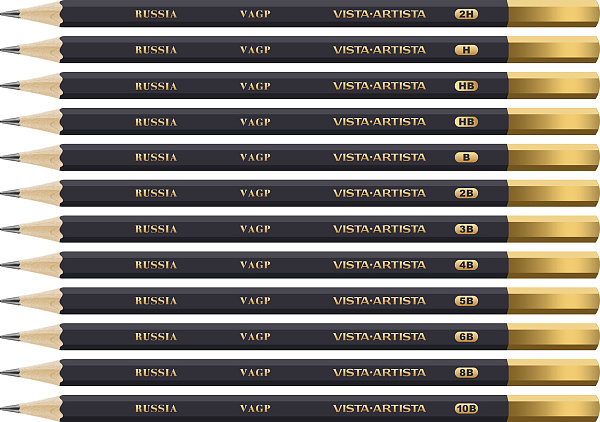 Карандаши ч/г "VISTA-ARTISTA" 12 шт. Academia 2H-10B ассорти