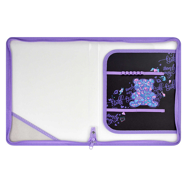 Папка для труда А4 пластиковая "МАРМЕЛАДНЫЙ МИШКА" (полипропилен, 22.8x32.8 см, 1 отд., молния, внутренний разделитель с эластичными держателями для канцелярских