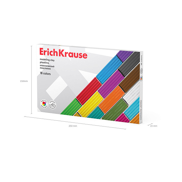 Пластилин 18 цв. ErichKrause классический, 288 г (в коробке )