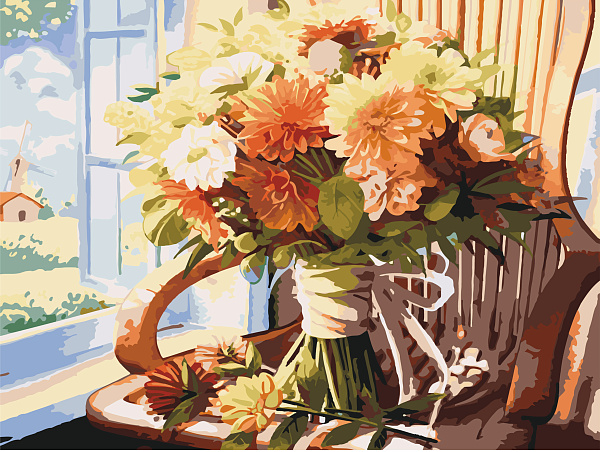 Картина по номерам 30*40 Холст на подрамнике "Садовый букет"