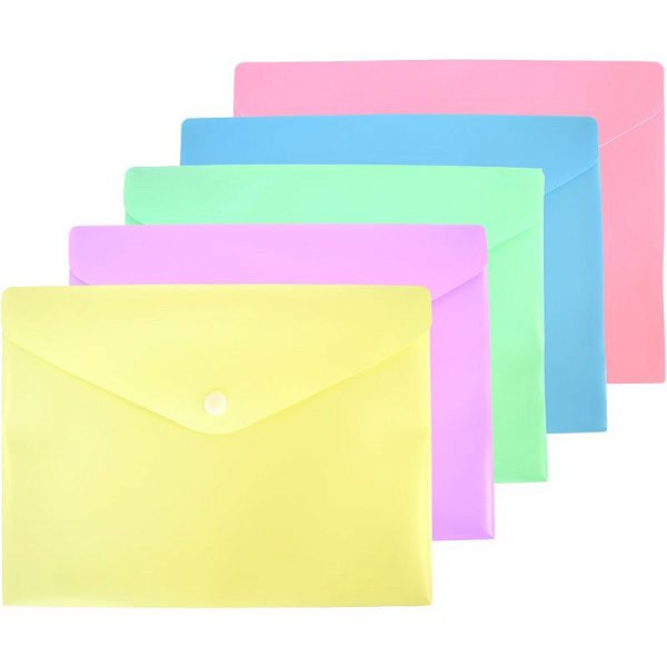 Папка-конверт на кн. А5 "deVENTE. Pastel" 180 мкм, непрозрачная, 5 пастельных уветов ассорти