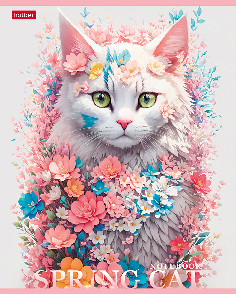 Тетрадь 48 л. кл. "Spring cat" 65г/кв.м 5 диз.в блоке скругл.углы