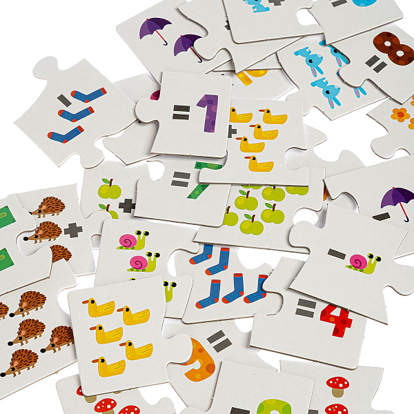 Пазл СКЛАДЫВАЕМ, ВЫЧИТАЕМ, Bondibon, 30 шт, 3 части, BOX