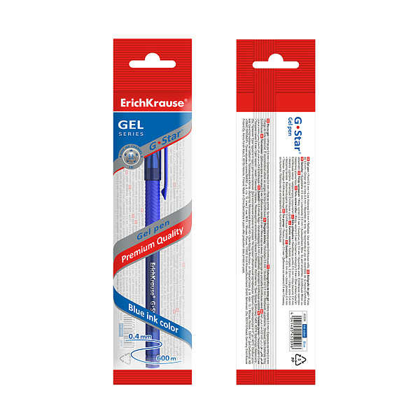 Ручка гелевая ErichKrause G-Star® Stick&Grip Original 0.5 СИНЯЯ