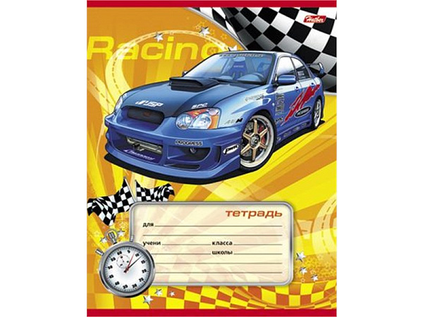 Тетрадь 12 л. кос. лин. "Спортивные авто"