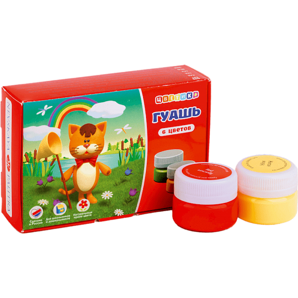 Гуашь 6 цветов по 15 мл. "Цветик"