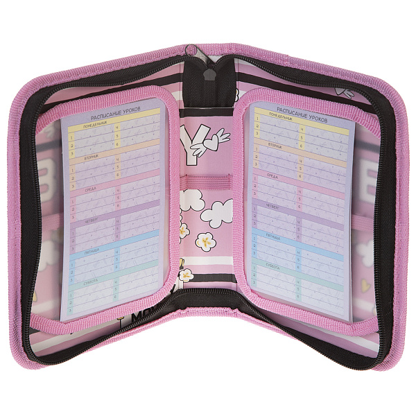 Пенал 1секц.+2ств. д/дев. 200*140 Hatber "Модная кукуруза"- ткань в индив.упак.