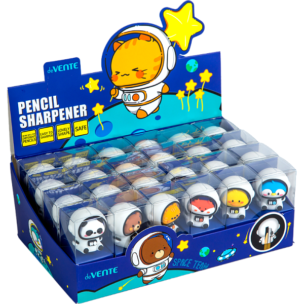 Точилка 1 отв. deVENTE. Space Team, пластиковая с покрытием Soft 