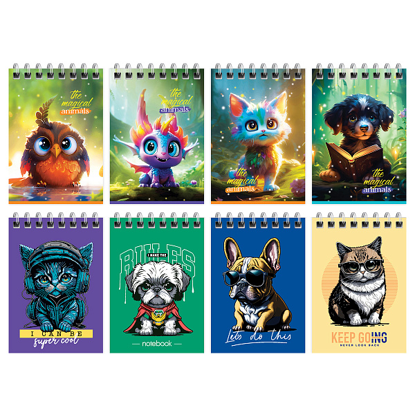 Блокнот А7, 40 листов на гребне, BG "Забавные питомцы", мягкая обложка мелованный картон, 60 г/кв.м