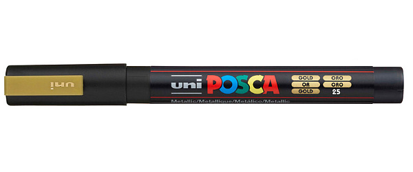 Маркер акрил. POSCA PC-3M золотой, 0.9 - 1.3 мм,пулевидный наконечник(номерцвета 25)