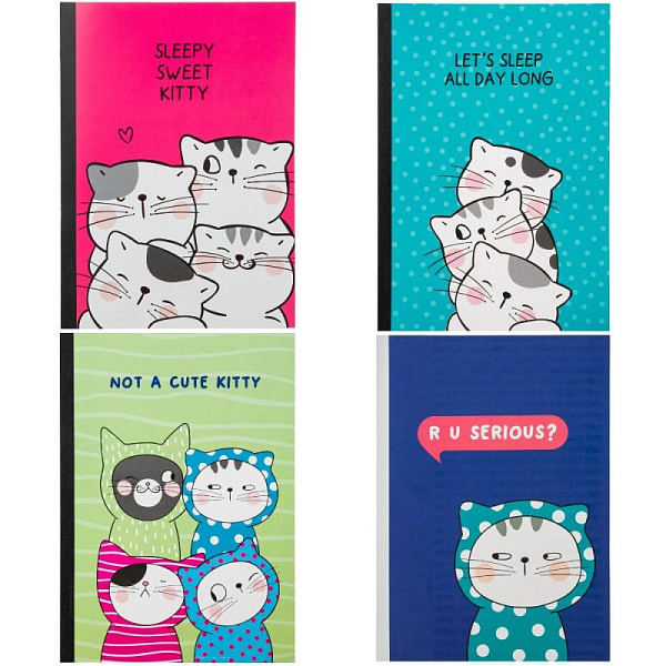 Тетрадь 60 л. кл. So Many Cats B5, блок бел, пластик. обл. в ассортимент