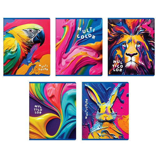 Тетрадь А5 96 листов в клетку, BG "Multi", обложка мелованный картон, вд-лак, 60 г/м2, суперэконом