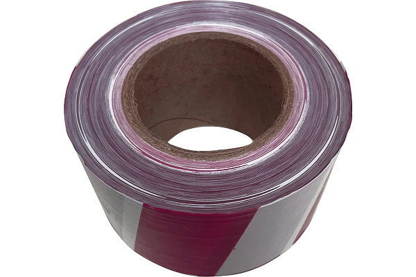 Лента оградительная, красно-белая, ширина 75 мм, 250 м 35 мкм ПЭ