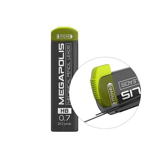 Грифели 0,7 мм ErichKrause MEGAPOLIS® Concept для механических карандашей (в футляре по 20 шт.)