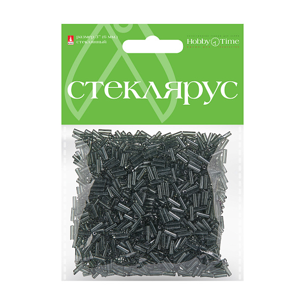 Стеклярус прозрачный, 6 мм, 60 гр, СЕРЫЙ, №10