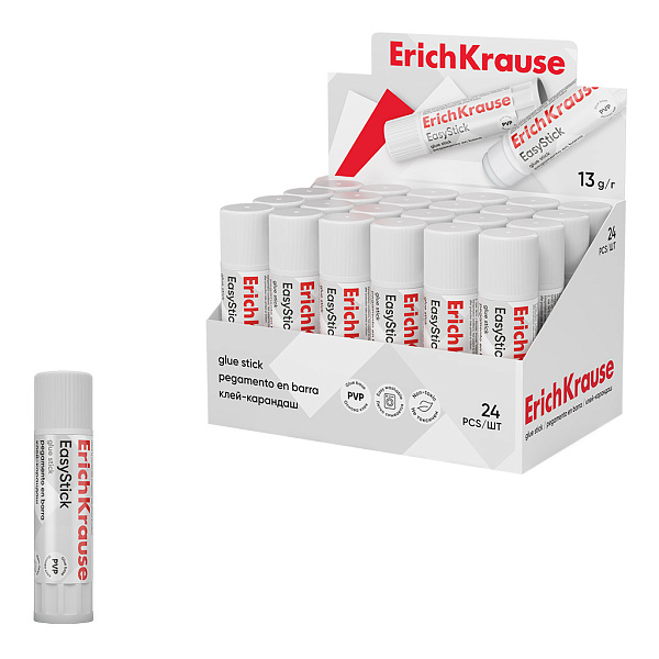 Клей-карандаш  13 г ErichKrause EasyStick, (в коробке-дисплее )