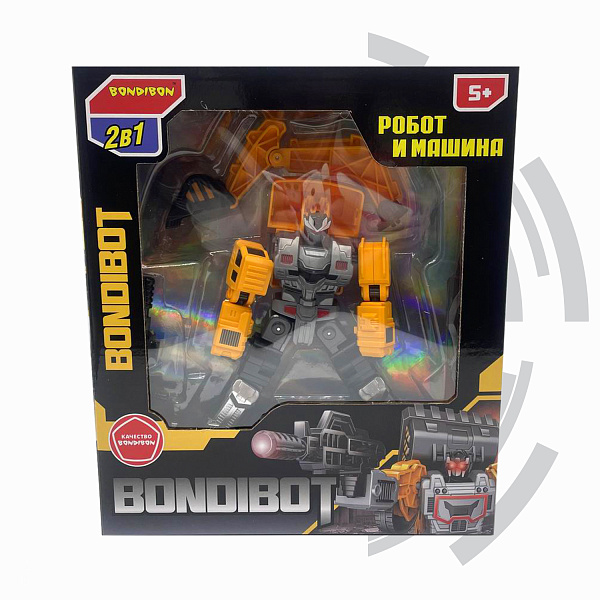 Трансформер 2в1 BONDIBOT Bondibon робот-строит. техника, экскаватор, цвет жёлтый, ВОХ 23,5х26,5х8 см.