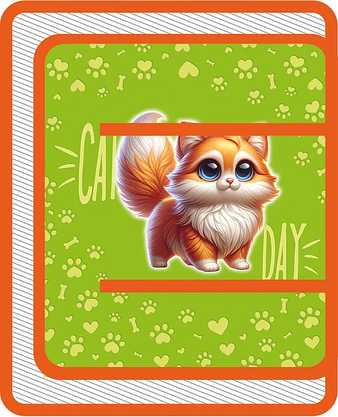 Папка для труда А4 молния вокруг, пластик 325/230/25 "РЫЖИЙ КОТИК" 2025