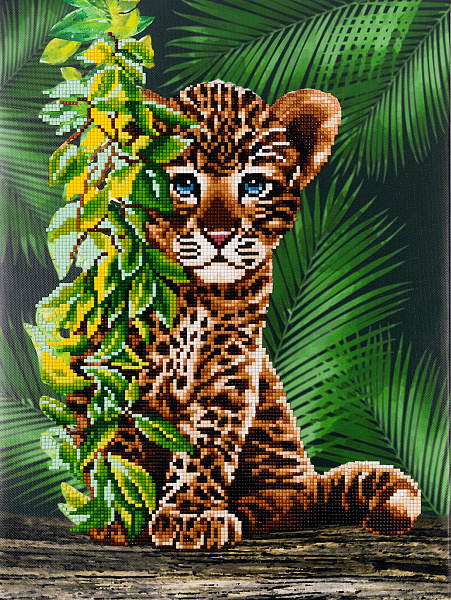 Алмазная мозаика 30*40 "ФРЕЯ" на подрамнике "Малыш леопард"