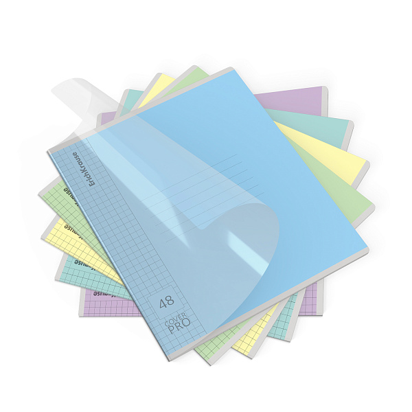 Тетрадь 48 л. кл. с пластиковой обложкой на скобе ErichKrause Классика CoverPrо glossy, А5+, MIX-PACK