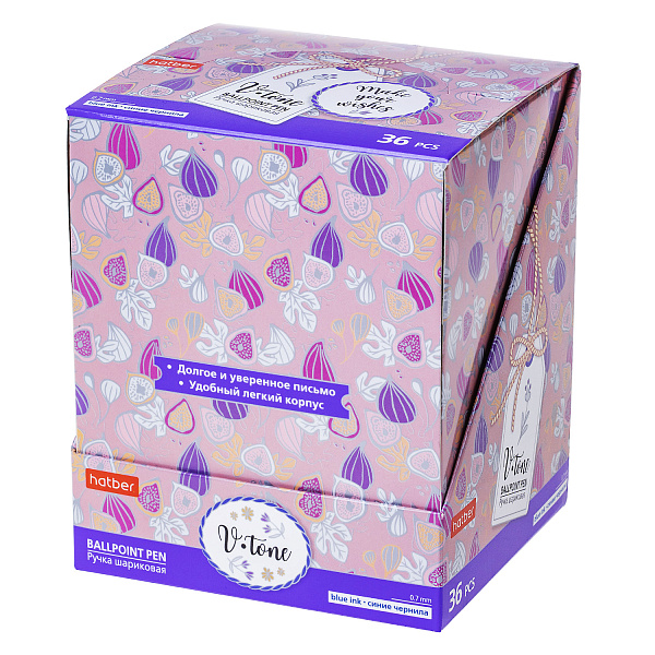 Ручка шариковая автомат. 0,7 мм Hatber.V-tone ,Синяя