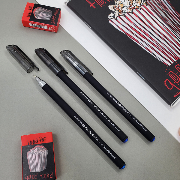 Ручка шариковая 0,38 мм "PointWrite Black" СИНЯЯ Bruno Visconti 