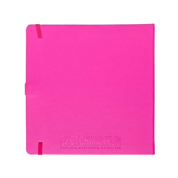 Блокнот для зарисовок Sketchmarker 140г/кв.м 20*20cм 80л твердая обложка Неоновая фуксия