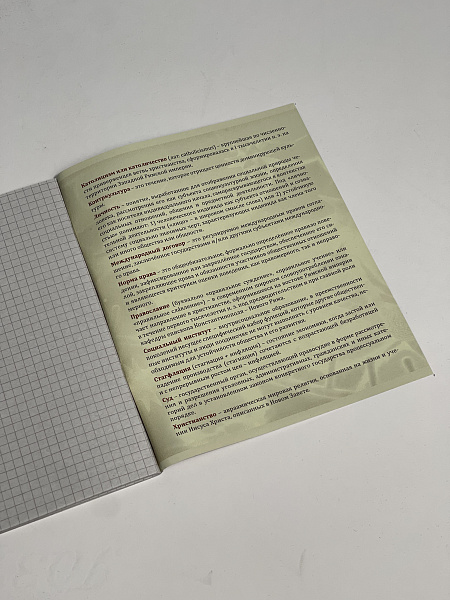 Тетрадь предметная 36 листов "Картинки" Обществознание, со справочным материалом, обложка мелованная бумага, блок №2 (серые листы)