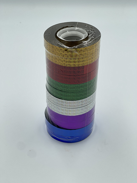 Клейкая лента голографическая 12мм*66м МИКС (спайка 12 штук) цена за 1 штуку 