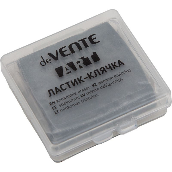 Ластик-клячка "deVENTE. Art" синтетический каучук, прямоугольный, серый, 40x40x10 мм, мягкая текстура, в плёнке