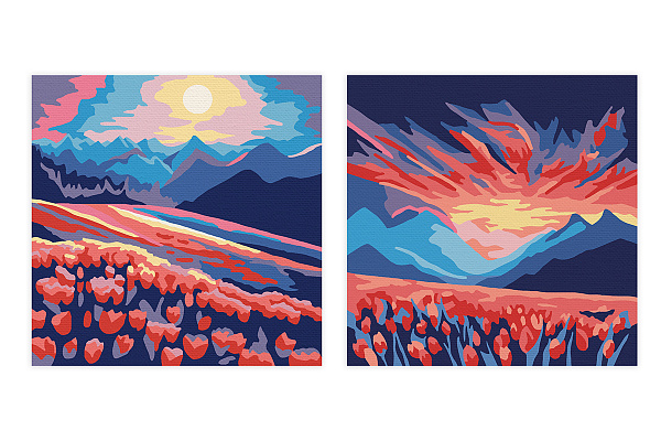 Картина по номерам (на магните) 9 х 9 см "Цветочные поля" "ФРЕЯ"