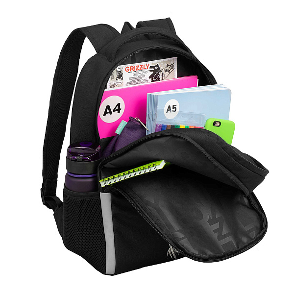 Рюкзак школьный с картхолдером на держателе (/1 черный - белый)