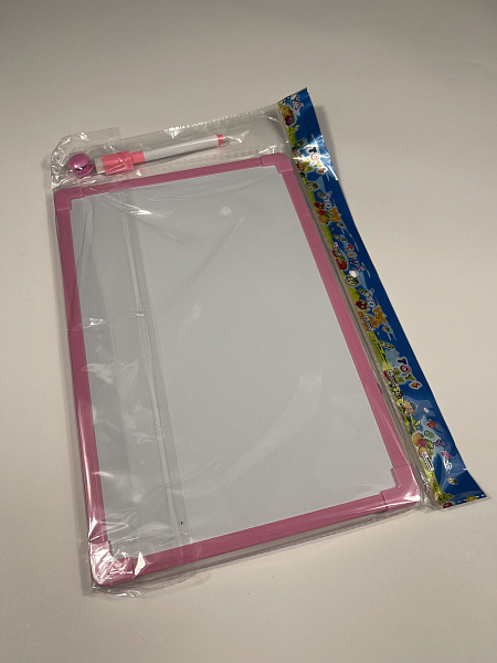 Доска магнитно маркерная, с магнитами и маркером розовая 20*30