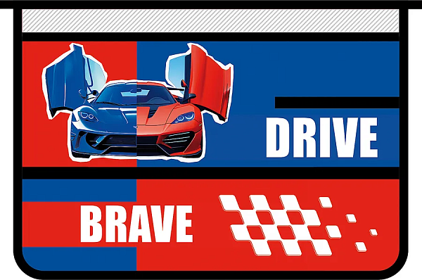 Папка для труда А4 молния сверху, пластик 325/230/100 "BRAVE DRIVE" 2025