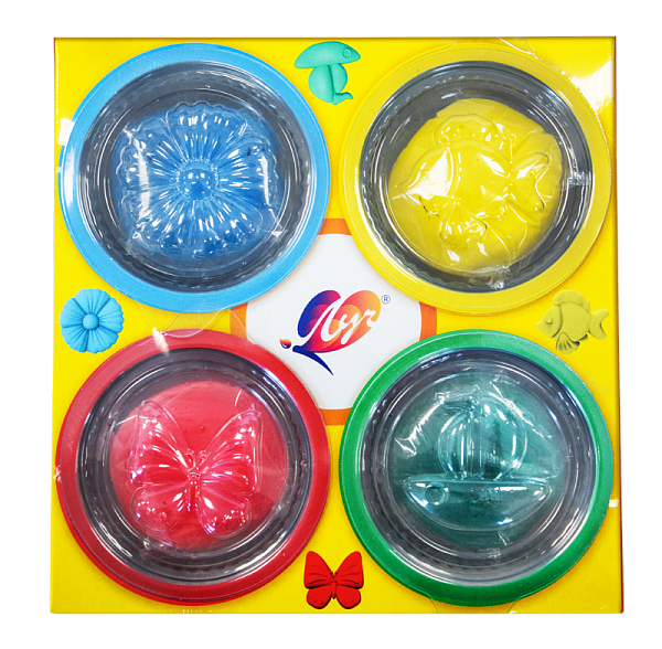 Набор теста для лепки 4 цвета (крышки-формочки)