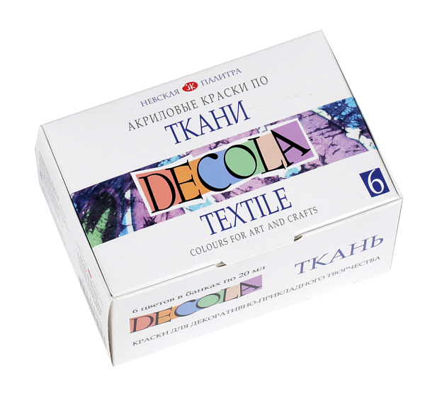 Акрил по ткани 6 цв. 20 мл. (банка) DECOLA
