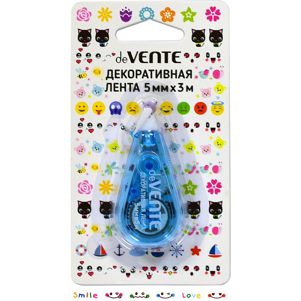 Декоративная лента "deVENTE. Smile" 0,5 мм x 3 м, в пластиковом диспенсере, в блистерной упаковке