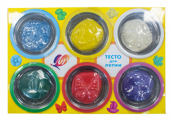 Тесто для лепки 6 цветов (крышки-формочки) Луч