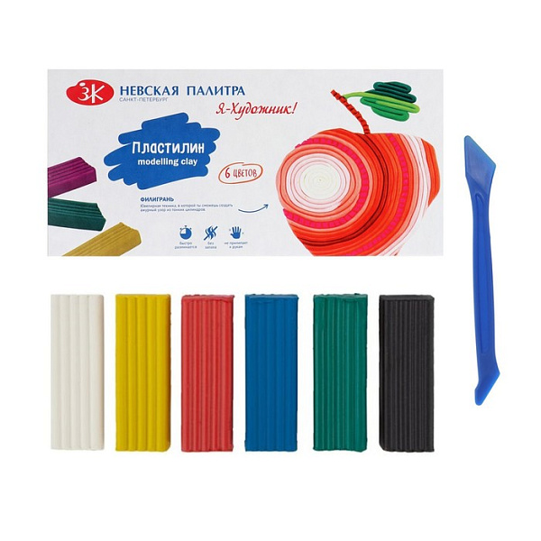 Пластилин 6 цв. классический со стеклом "Я - Художник!", 120г в карт.кор.